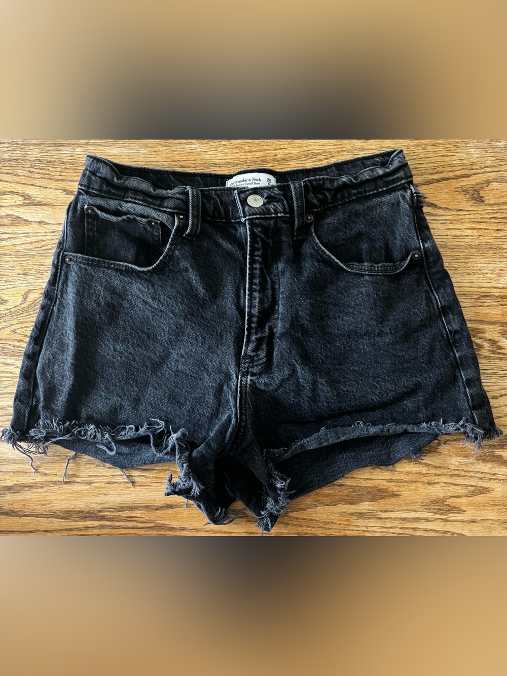 Abercrombie & Fitch Black Distressed Denim Shorts